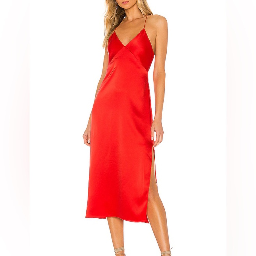 Alice and Olivia Red Satin Slip Dress